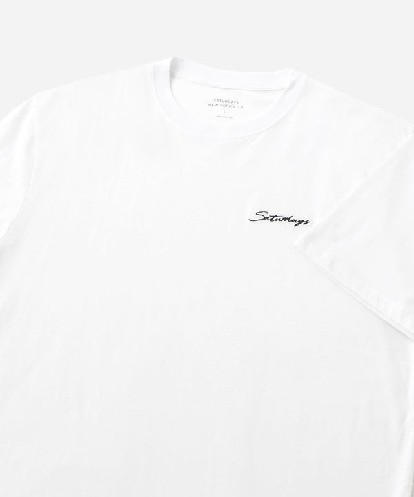 Saturdays New York City Script Embroidered Short Sleeve Tee White