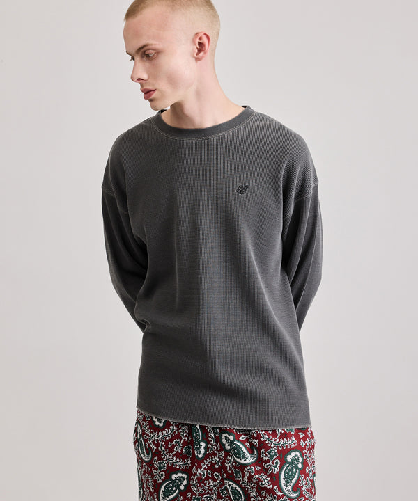 Saturdays New York City SNYC Pigment Dyed Waffle Top Black