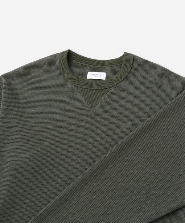Saturdays New York City SNYC Waffle Relaxed Top Olive Green