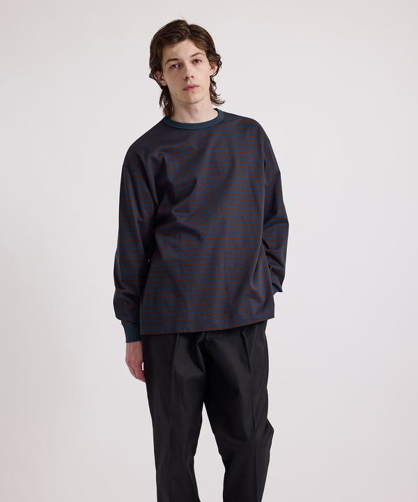 Saturdays New York City Striped Ringer Relaxed Long Sleeve Tee Navy