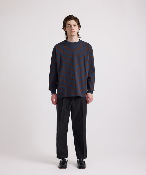 Saturdays New York City Striped Ringer Relaxed Long Sleeve Tee Navy