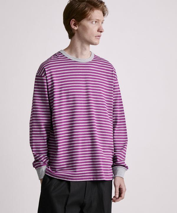 Saturdays New York City Striped Ringer Relaxed Long Sleeve Tee Purple