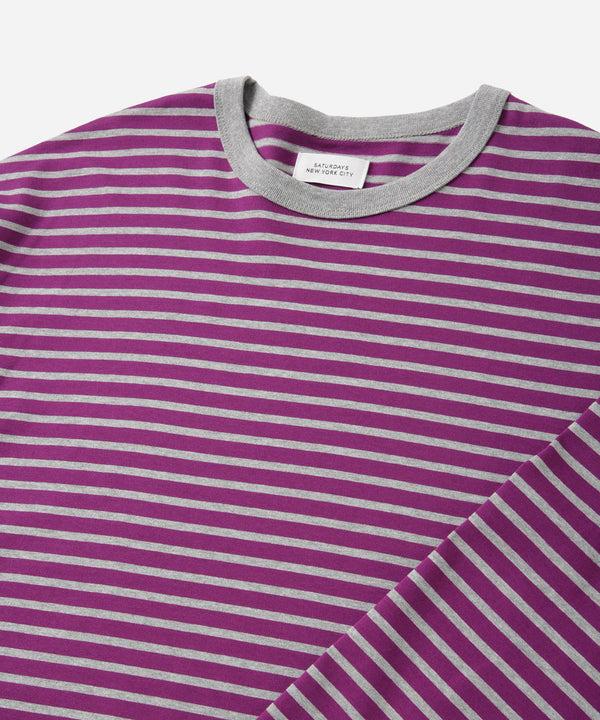 Saturdays New York City Striped Ringer Relaxed Long Sleeve Tee Purple