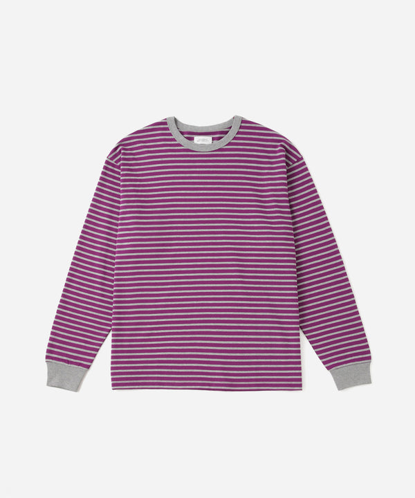 saturdays new york city Striped Ringer Relaxed Long Sleeve Tee Purple