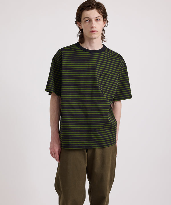 Saturdays New York City Striped Ringer Relaxed Short Sleeve Tee Black