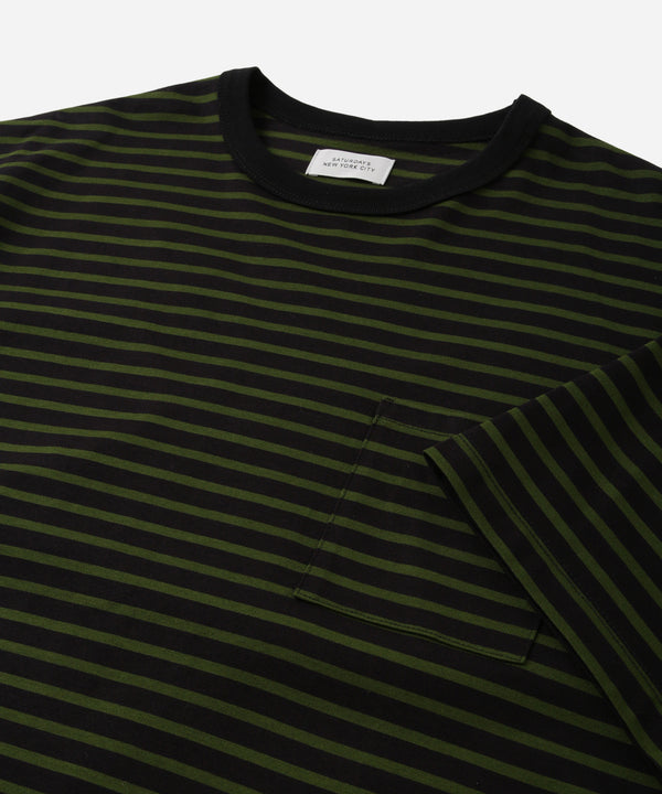 Saturdays New York City Striped Ringer Relaxed Short Sleeve Tee Black