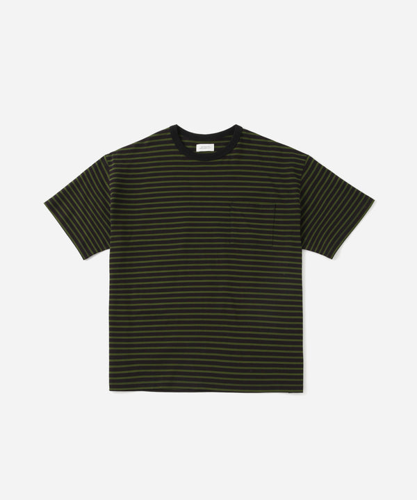 saturdays new york city Striped Ringer Relaxed Short Sleeve Tee Black