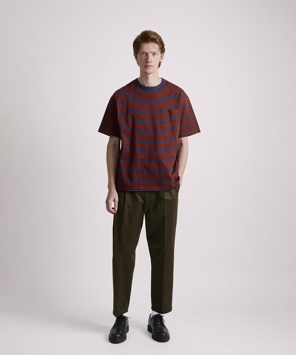 Saturdays New York City Striped Ringer Relaxed Short Sleeve Tee Wine