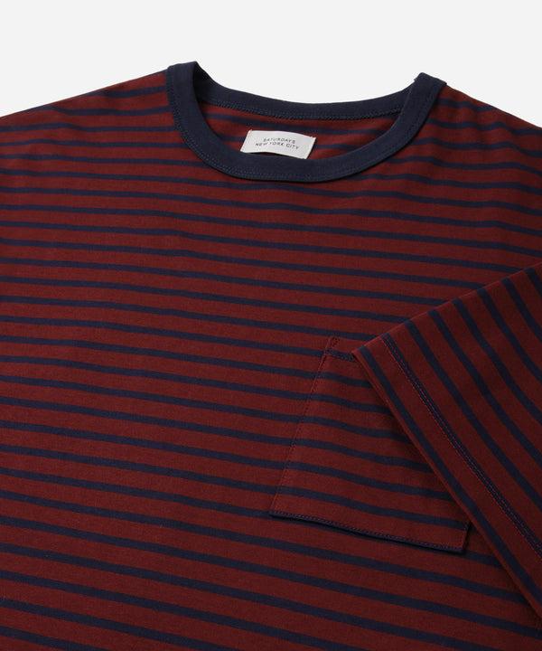 Saturdays New York City Striped Ringer Relaxed Short Sleeve Tee Wine