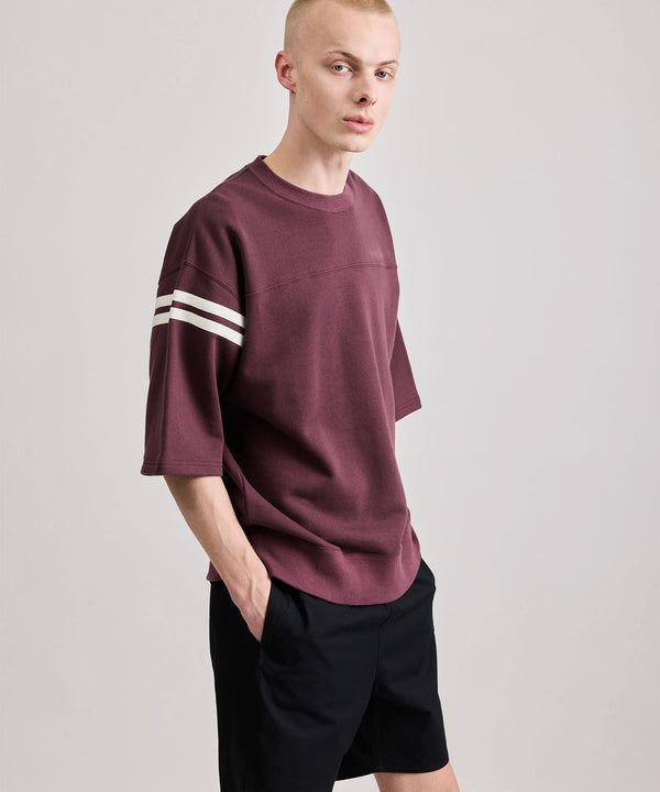 Saturdays New York City Striped Varsity Half Sleeve Sweat Burgundy