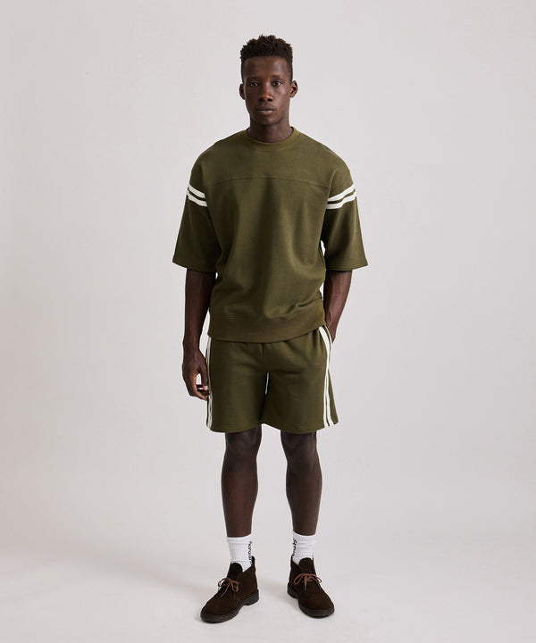 Saturdays New York City Striped Varsity Half Sleeve Sweat Dark Green