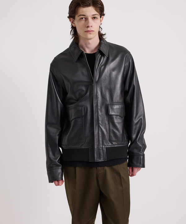 Saturdays New York City Tunstall Vintage Leather Jacket Black