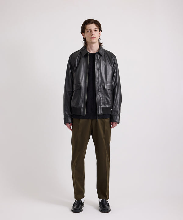 Saturdays New York City Tunstall Vintage Leather Jacket Black