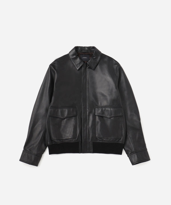 saturdays new york city Tunstall Vintage Leather Jacket Black