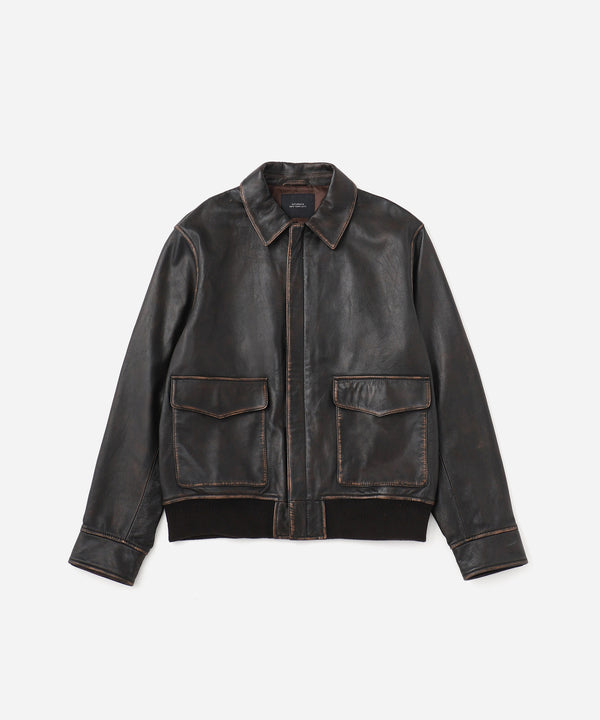 saturdays new york city Tunstall Vintage Leather Jacket Dark Brown