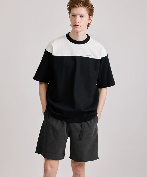 Saturdays New York City Varsity Panelled Short Sleeve Tee Black