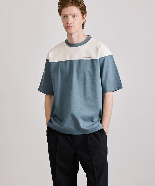 Saturdays New York City Varsity Panelled Short Sleeve Tee Blue
