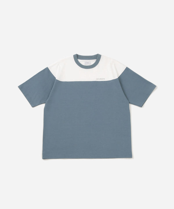saturdays new york city Varsity Panelled Short Sleeve Tee Blue