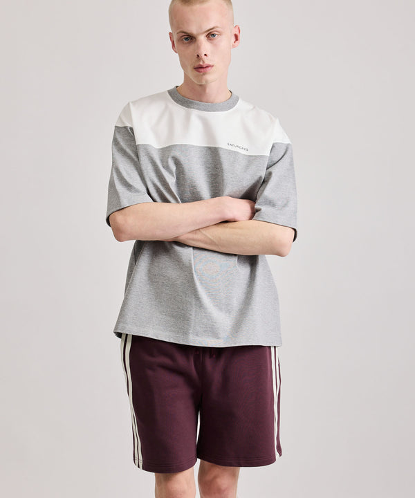 Saturdays New York City Varsity Panelled Short Sleeve Tee Heather Gray