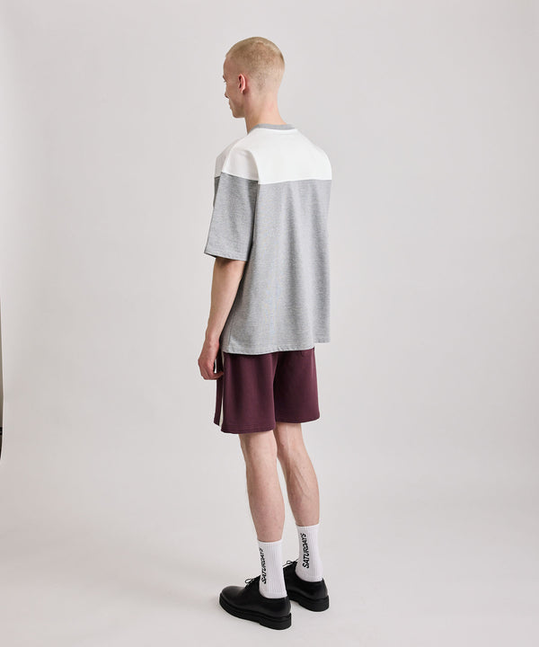 Saturdays New York City Varsity Panelled Short Sleeve Tee Heather Gray