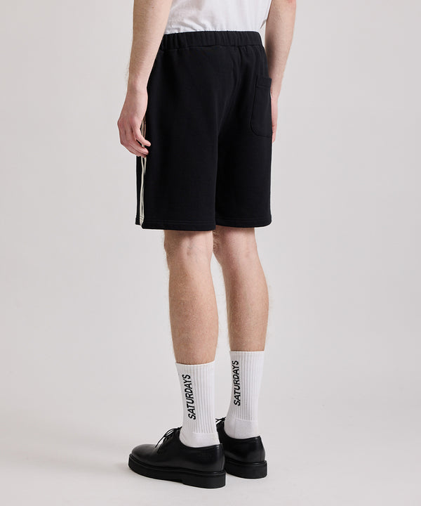 Saturdays New York City Varsity Striped Sweat Shorts Black