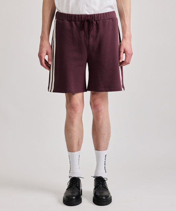 Saturdays New York City Varsity Striped Sweat Shorts Burgundy