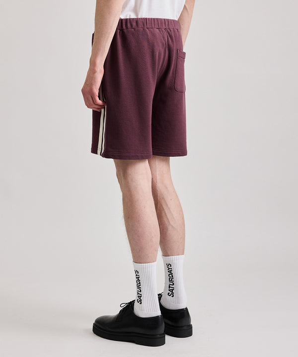 Saturdays New York City Varsity Striped Sweat Shorts Burgundy