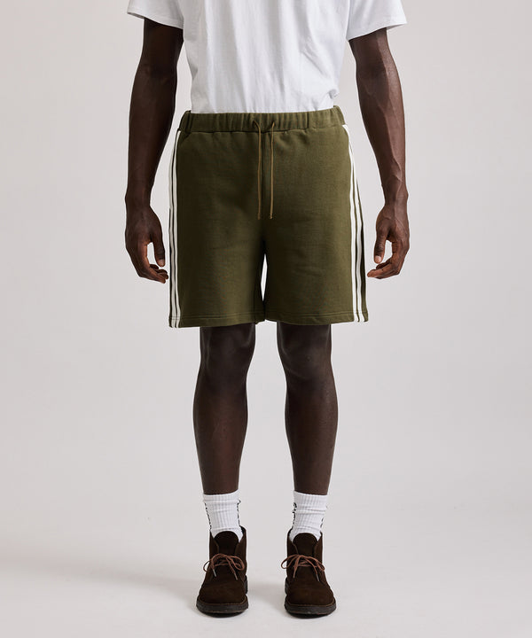 Saturdays New York City Varsity Striped Sweat Shorts Dark Green