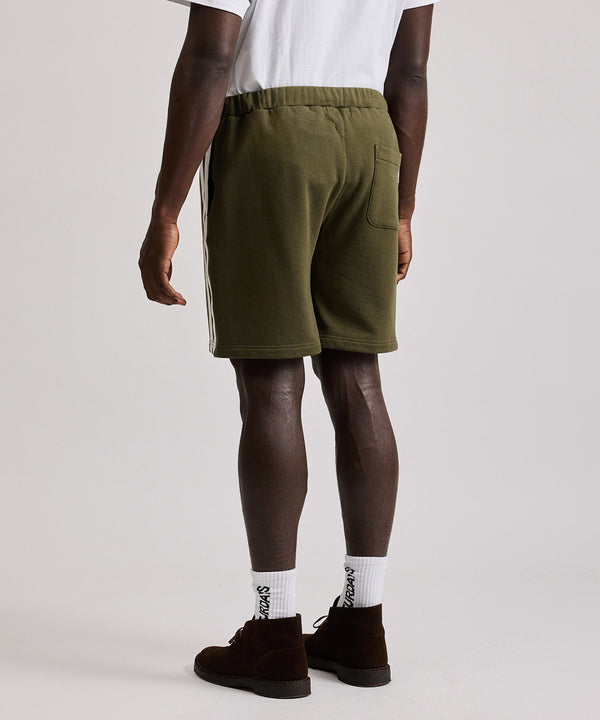 Saturdays New York City Varsity Striped Sweat Shorts Dark Green