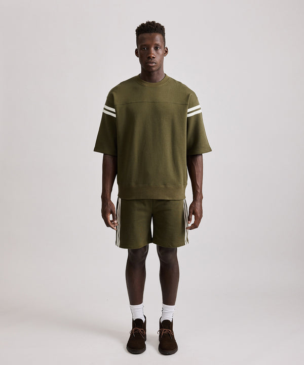 Saturdays New York City Varsity Striped Sweat Shorts Dark Green