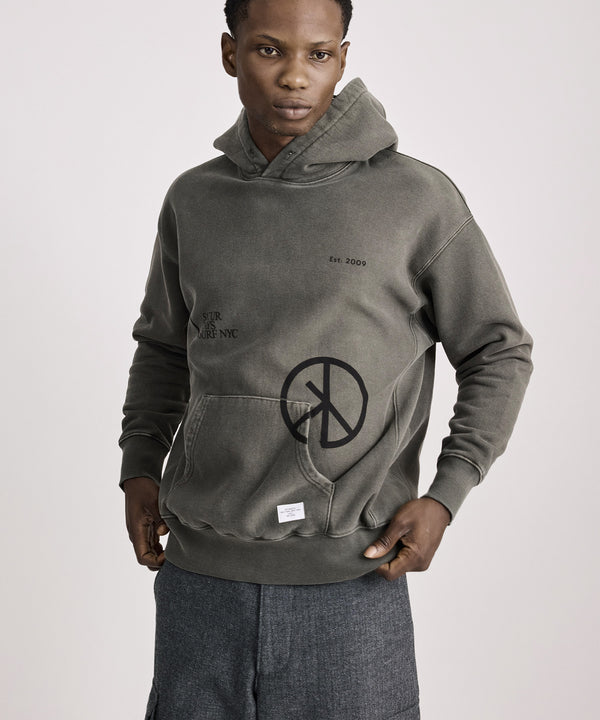 Saturdays New York City Warren Sunburned Peace Hoodie Olive Green