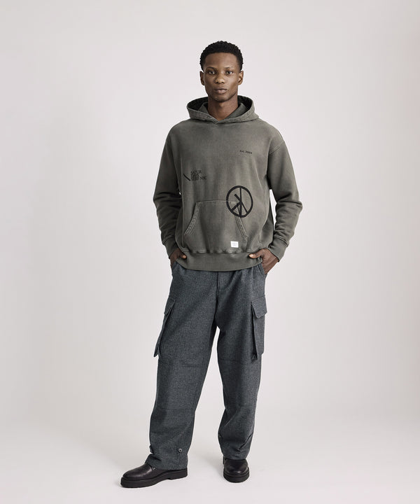 Saturdays New York City Warren Sunburned Peace Hoodie Olive Green