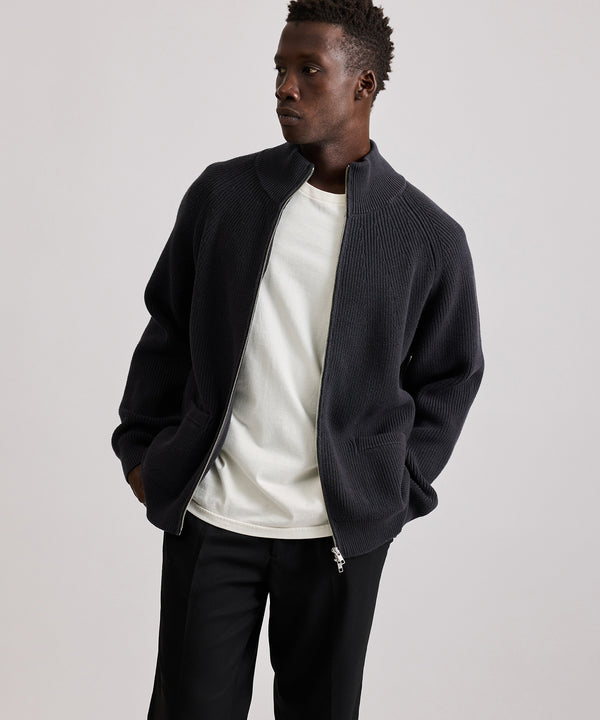 Saturdays New York City Yutenji Zip Thru Knit Dark Charcoal