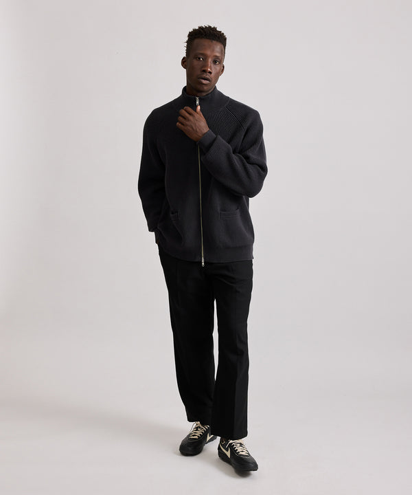 Saturdays New York City Yutenji Zip Thru Knit Dark Charcoal