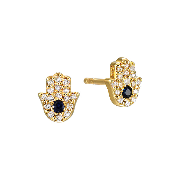satya jewelry Abundant Blessings 14kt Gold Hamsa Earrings