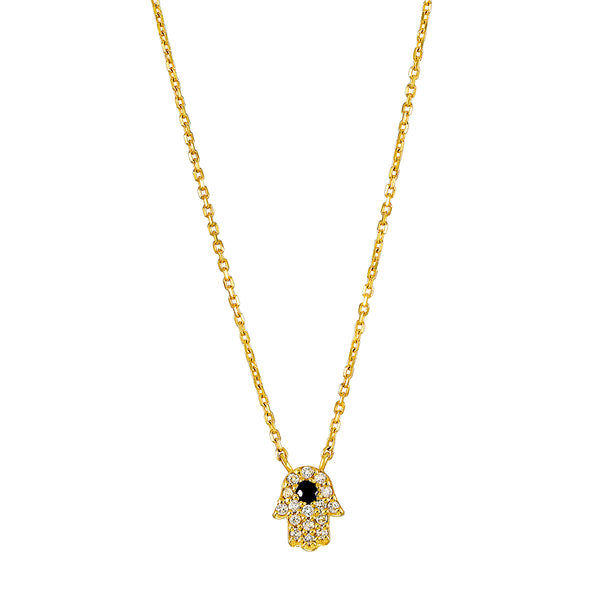 satya jewelry Abundant Blessings 14kt Gold Hamsa Necklace