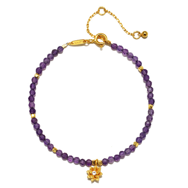 satya jewelry Amethyst Lotus February Birthstone Bracelet