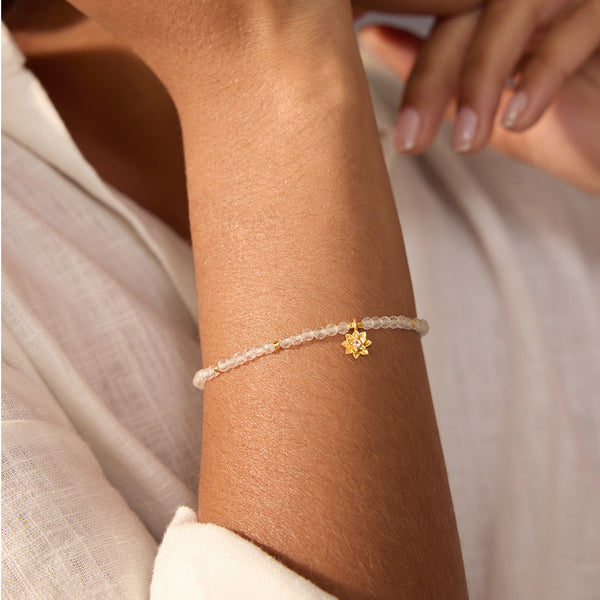 Satya Jewelry Aquamarine Lotus March Birthstone Bracelet
