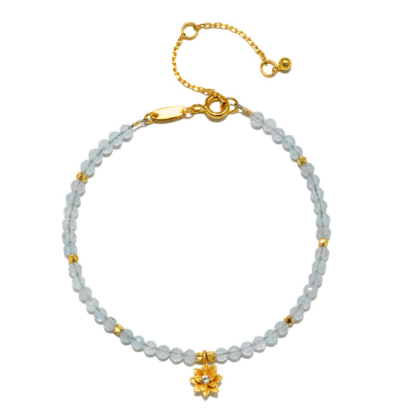 satya jewelry Aquamarine Lotus March Birthstone Bracelet
