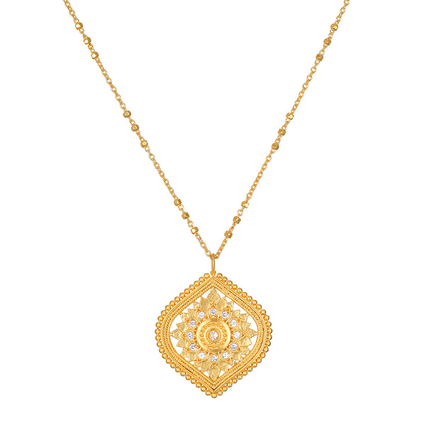 satya jewelry Awaken Awareness Lotus White Topaz Necklace