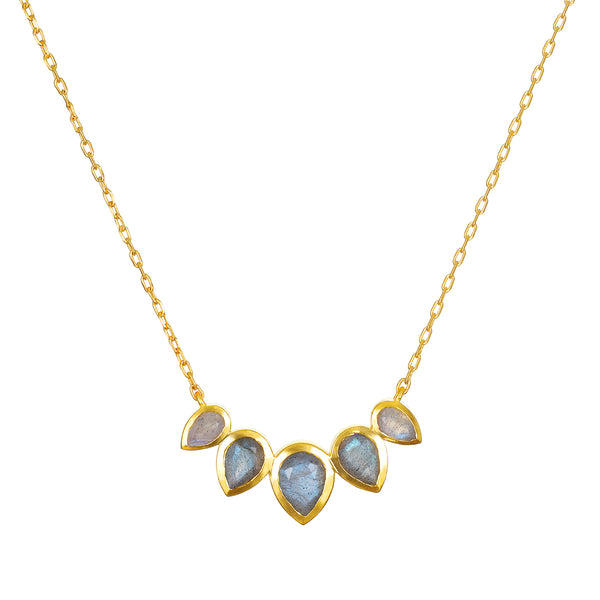 satya jewelry Awaken Intuition Labradorite Petal Necklace