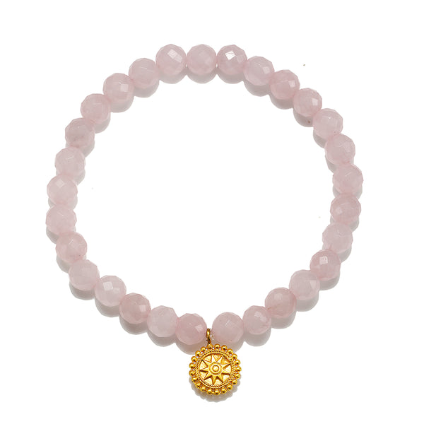 satya jewelry Awaken Love Mandala Rose Quartz Gemstone Bracelet
