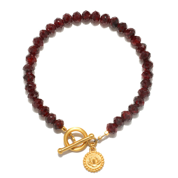 satya jewelry Balanced Beginnings Garnet Lotus Bracelet