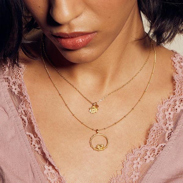 Satya Jewelry Bloom In Peace Lotus & Tourmaline Necklace