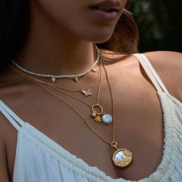 Satya Jewelry Blooming Promise Lotus Pearl Necklace