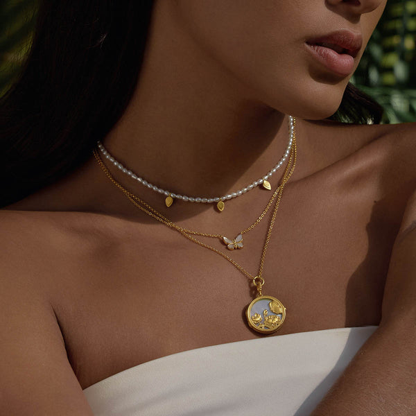 Satya Jewelry Blooming Promise Lotus Pearl Necklace