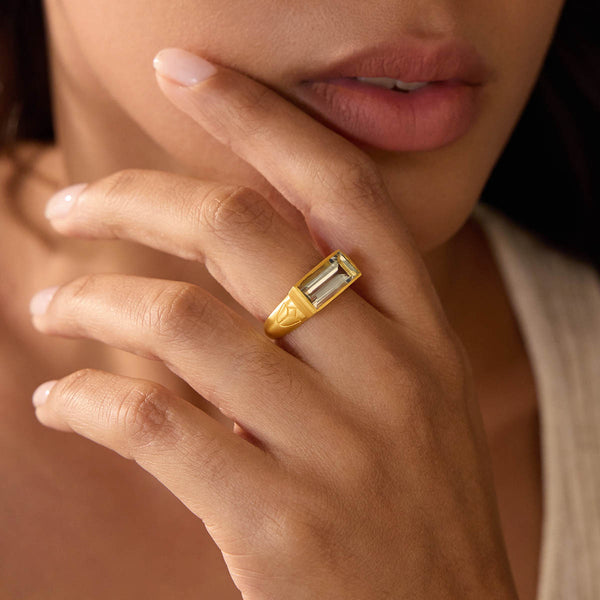 Satya Jewelry Blooming Splendor Lotus Green Amethyst Ring