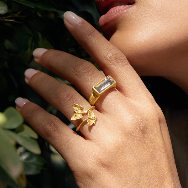 Satya Jewelry Blooming Splendor Lotus Green Amethyst Ring