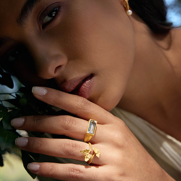 Satya Jewelry Blooming Splendor Lotus Green Amethyst Ring