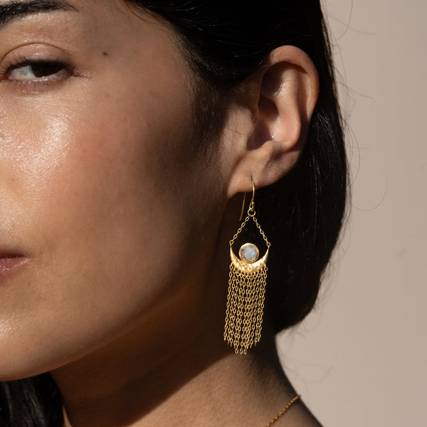 Satya Jewelry Cascade Of Starlight Moonstone Fringe Drop Earrings